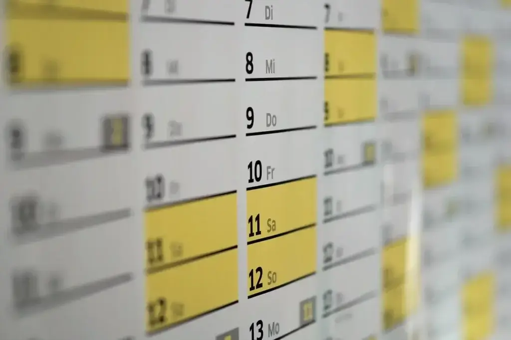 calendrier pour semaine de jeûne